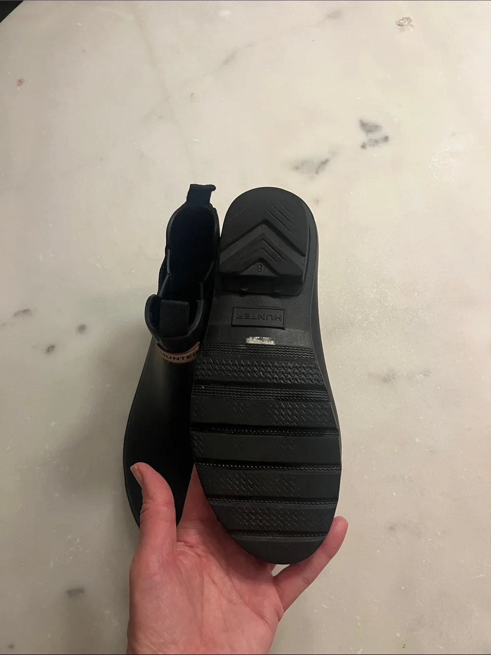 Hunter Kids Black Chelsea Rain Boots with Pull Tabs and Logo